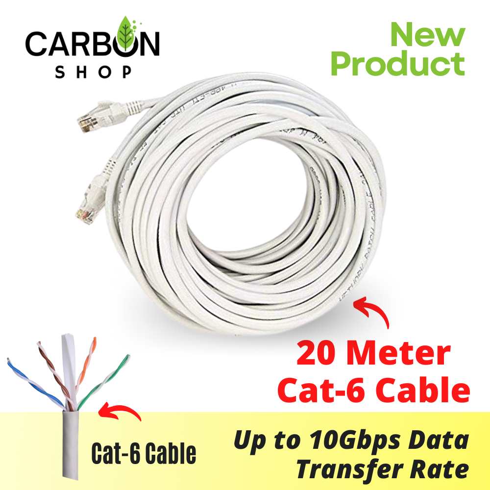 20 Meter Cat6 Cable Premium Gigabit LAN Cable for High Speed Internet