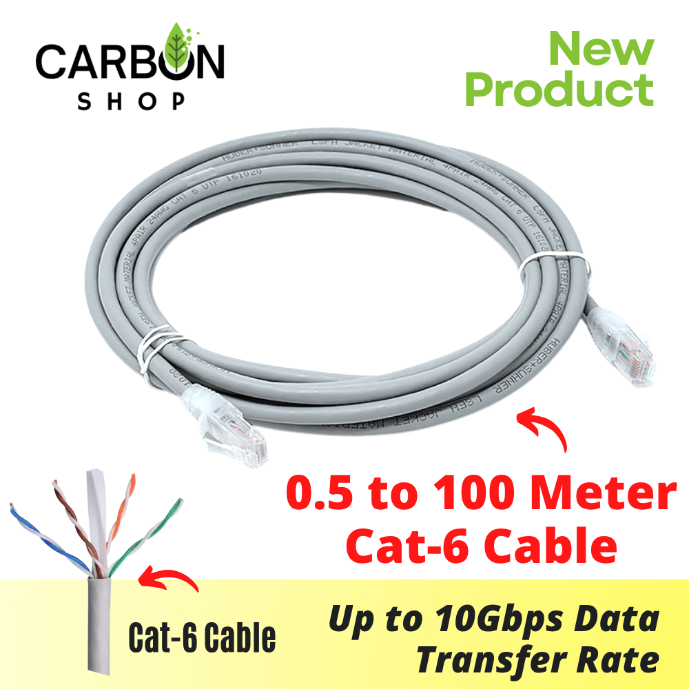 0.5 Meter to 100 Meter Cat6 Cable Premium Gigabit Ethernet LAN Cable for High Speed Internet